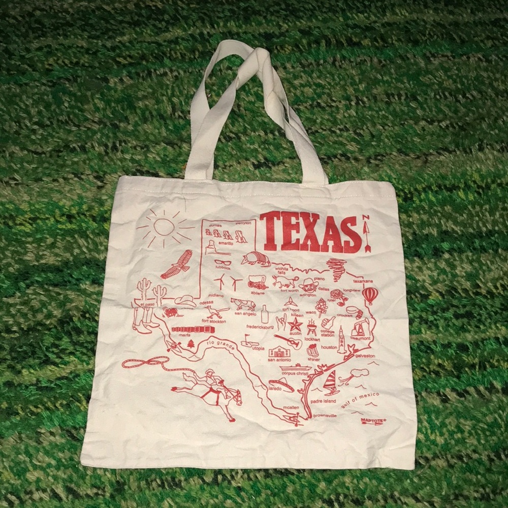 White Tote Bag with Red Texas Graphic